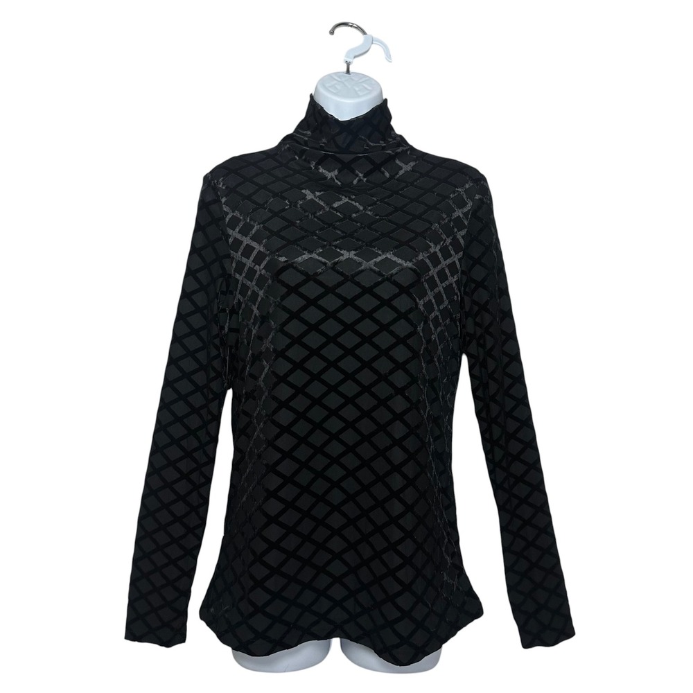 Tuckernuck Black Velvet Burnout Mally Turtleneck Top Pull On Long Sleeve L NWT‎ - Picture 12 of 12